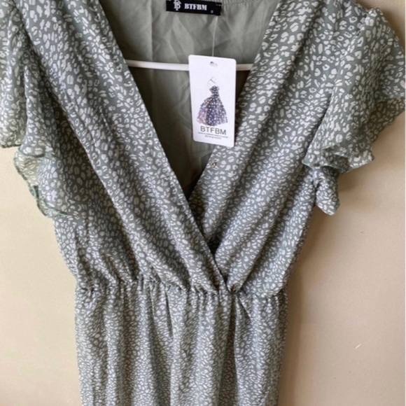 BTFBM Women Summer Bohemian Floral Casual Wrap V Neck Ruffle Cap Sleeveless,sizS - Picture 4 of 9